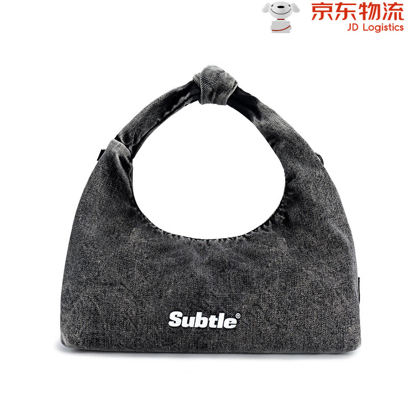 Subtle【新品】云朵包mini牛仔包水洗丹寧腋下包小號(hào)復(fù)古休閑手提斜挎包 星云黑