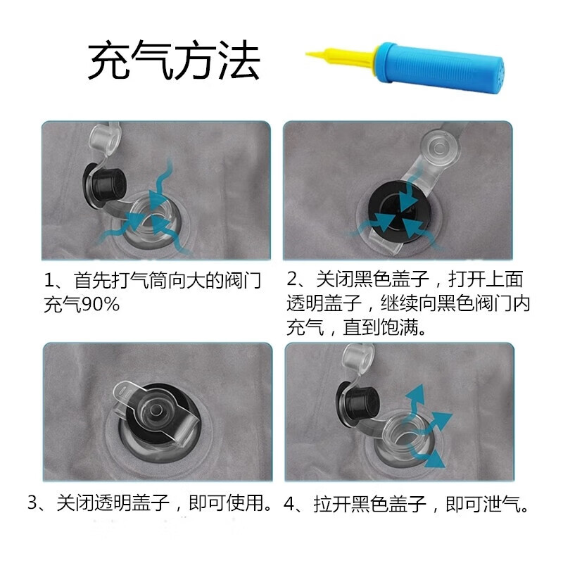 通用医用充气腿枕静脉曲张睡觉抬高神器 灰色腿枕+电动打气筒