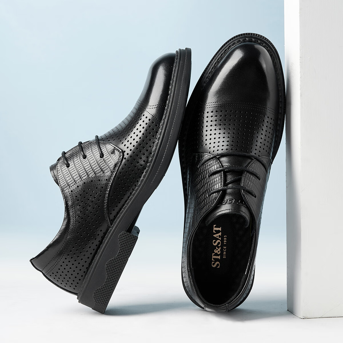 星期六男鞋头层牛皮夏季百搭透气商务正装皮鞋时尚休闲皮凉鞋男