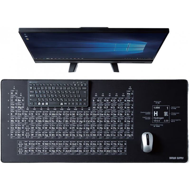 SANWA SUPPLY日本SANWA超大號鼠標(biāo)墊元素周期表電腦辦公桌墊個性創(chuàng)意鎖邊布墊 900x400mm 4mm