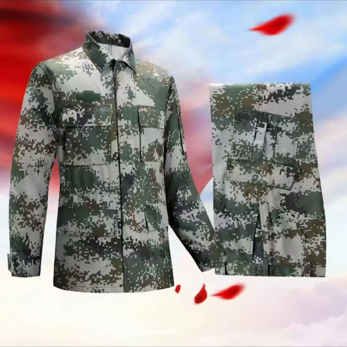 迷彩服軍迷正版作訓(xùn)服套裝夏軍訓(xùn)服長袖耐磨民團(tuán)隊(duì)訓(xùn)練服 林-夏套裝【上衣+褲子】 170/100