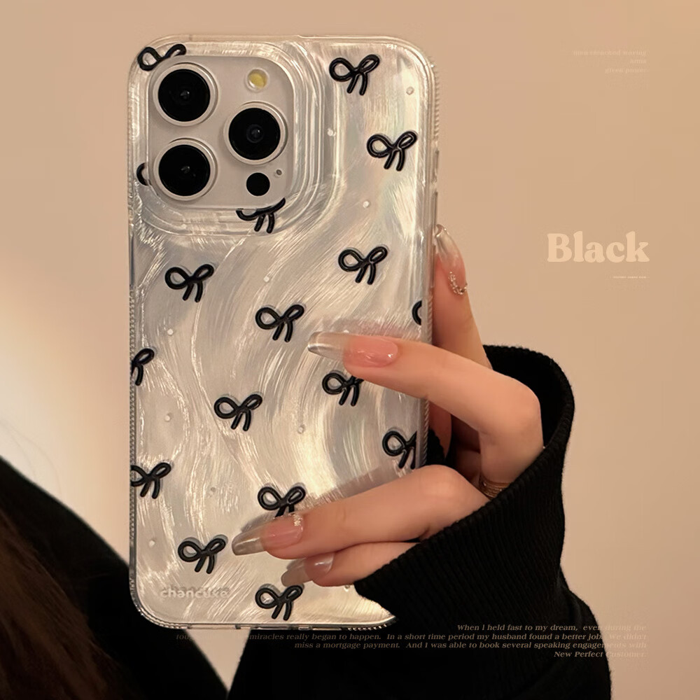 【优选】粉色蝴蝶结适用苹果15手机壳iphone13promax防摔12硬14少 1个银色小白点黑结【光油】 11pro 京东折扣/优惠券
