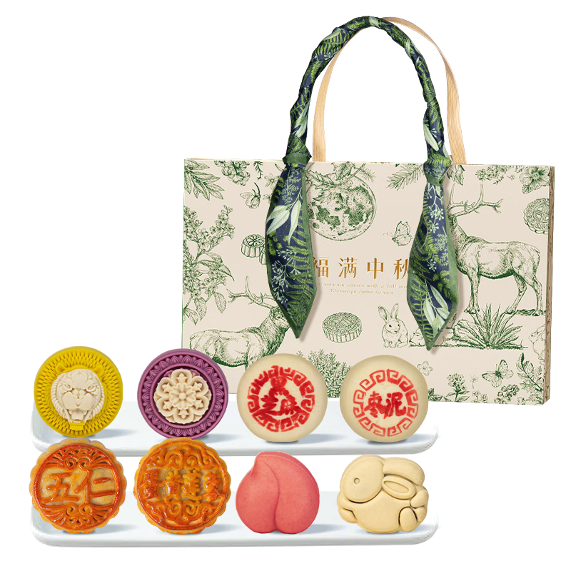 享食者中秋节月饼礼盒400g蛋黄莲蓉五仁奶黄流心月饼送长辈亲戚节日礼品