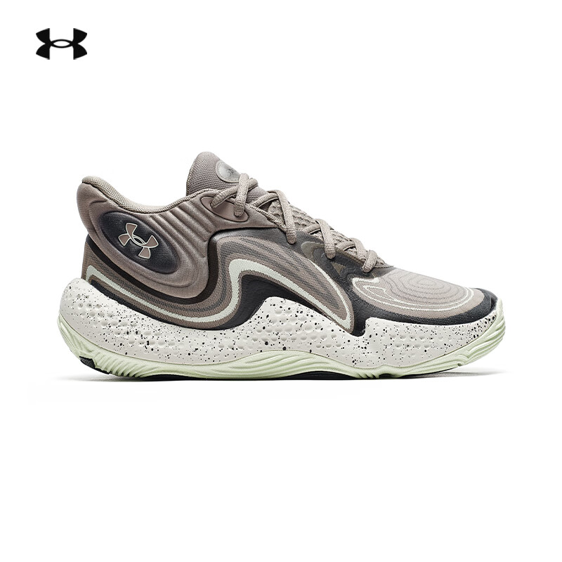 UNDER ARMOURUA Spawn6Camo 男子梭织网眼透气舒适中帮运动篮球鞋 烟尘灰3028338-200 建议大一码 41
