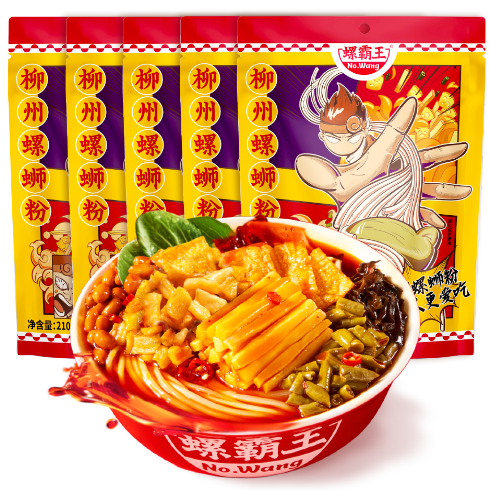 螺霸王 螺蛳粉原味轻食量螺丝粉鲜螺浓汤螺蛳粉 210g*5袋