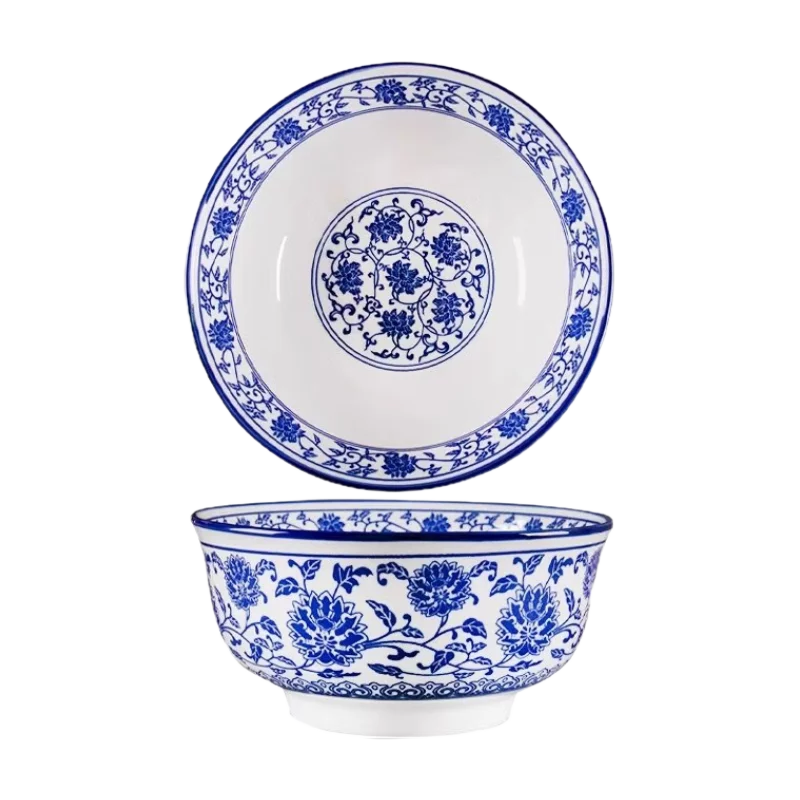 青花瓷7英寸面碗家用大碗防烫加高加厚拉面牛肉面炸酱面汤碗烩面 7英寸 青花瓷面碗-2个装