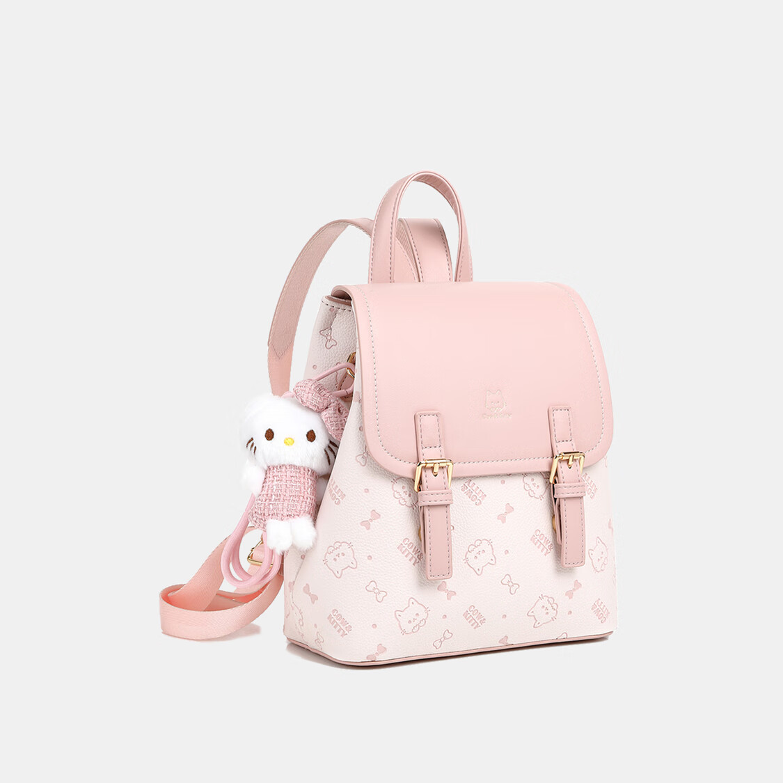 COW&KITTYTK包包2025新款可爱卡通印花双肩包女大学生上课通勤背包少女心系 樱花粉【赠礼盒+挂件】