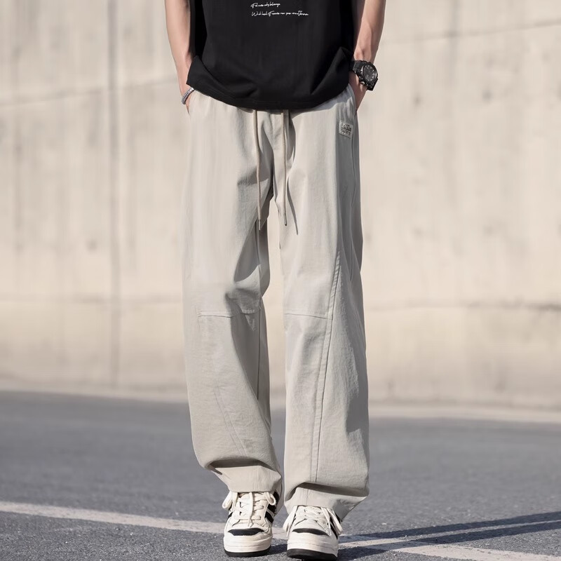 啄木鸟休闲裤男2026春夏季潮流美式工装裤子男士宽松百搭直筒阔腿长裤男 卡其色 XL 建议130-150斤