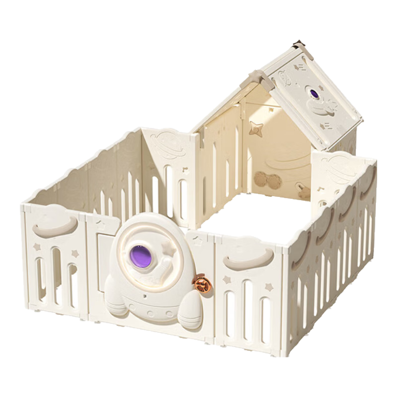 樂親(Lechin)星空房太空游戲圍欄寶寶嬰兒防護欄兒童樂園室內(nèi)家用爬爬墊 【星空頂小屋+圍欄】160*154CM