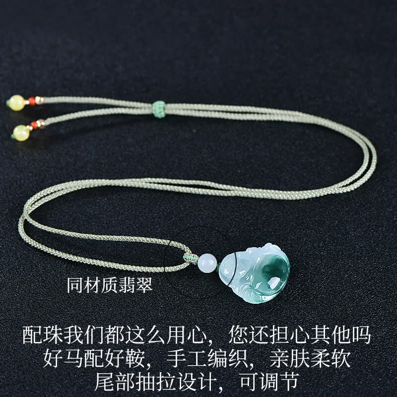 可玉可求 翡翠玉石弥勒佛吊坠女 寓意福气常伴 亲朋好友礼物 款四 B1282z
