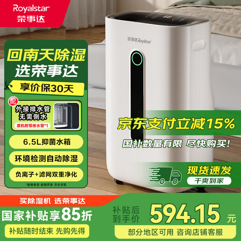 荣事达除湿机/抽湿机 20L/天除湿量 家用室内轻音除湿器 负离子群空气净化RSD-FD5250