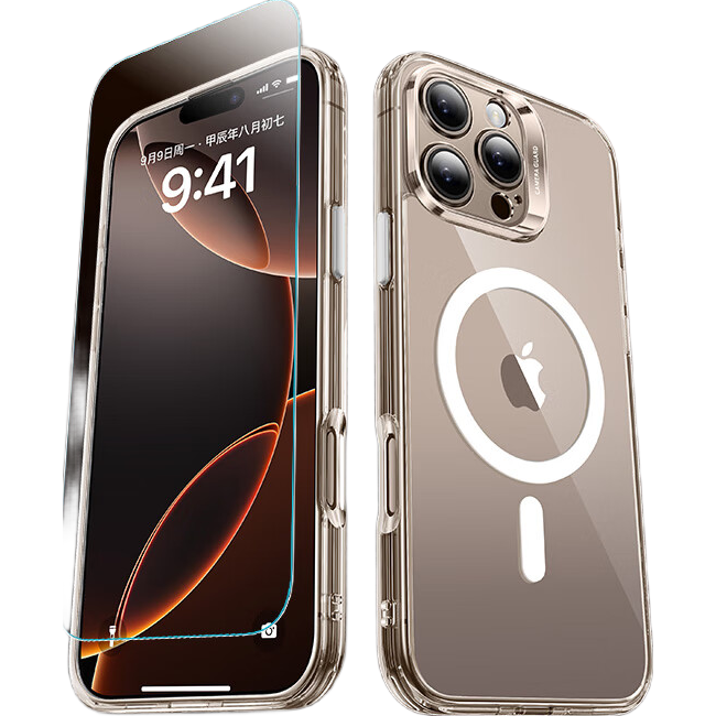 亿色【安全无铅认证】适用iphone16promax手机壳苹果15promax保护壳16/15系列Magsafe磁吸充电防摔防刮 【剔透白】磁吸壳+钢化膜 苹果16Plus