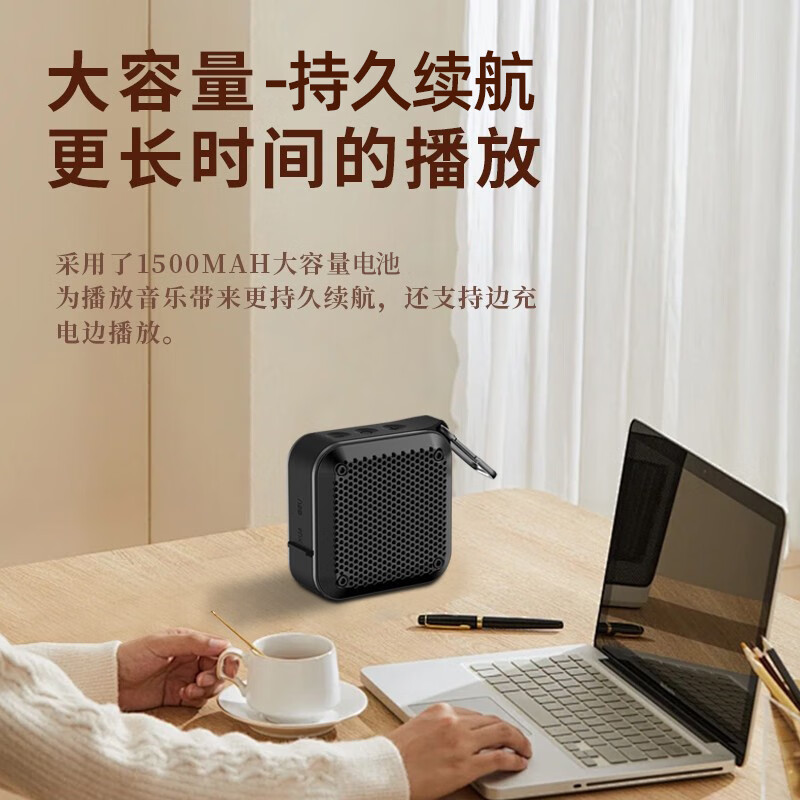 SENYLON蓝牙音箱无线迷你小音响便携户外车载低音炮长续航TWS互联声学小钢炮插卡 BT525黑橙色 官方标配
