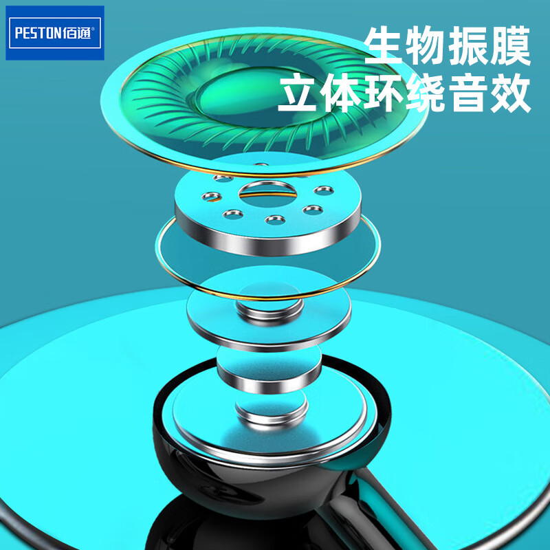 【厂家直供】无线蓝牙5.0立体声耳机颈挂脖入耳式重低音运动跑步 BT62挂脖式蓝牙5.0耳机-绿色 (1个装)