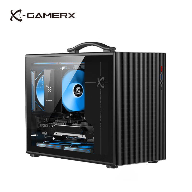 未知玩家M1手提便携式机箱台式机迷你玻璃侧透游戏MATX电脑小机箱 M1机箱 黑色