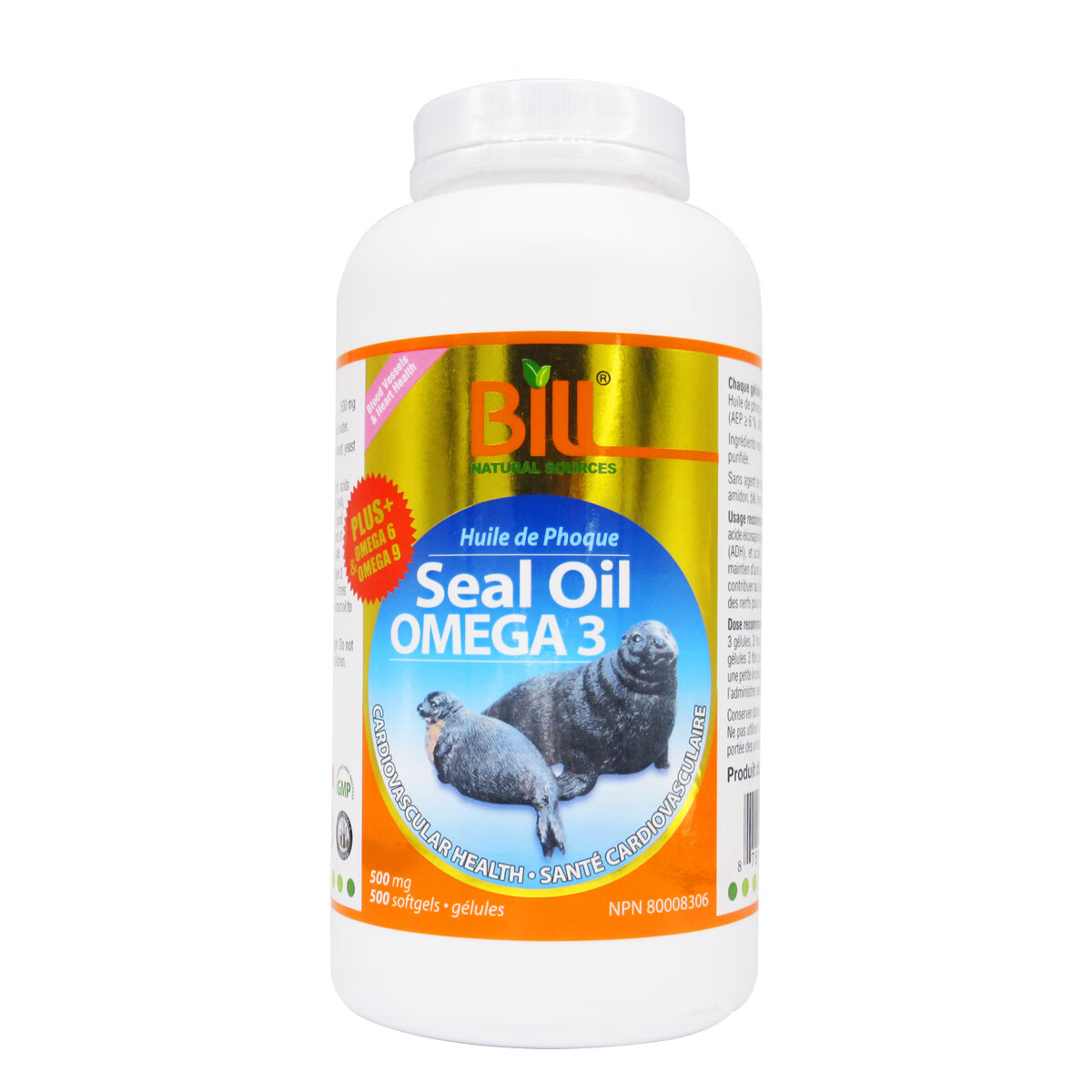 bill加拿大原装康加美BILL北极海豹油500粒 Omega-3 标叔