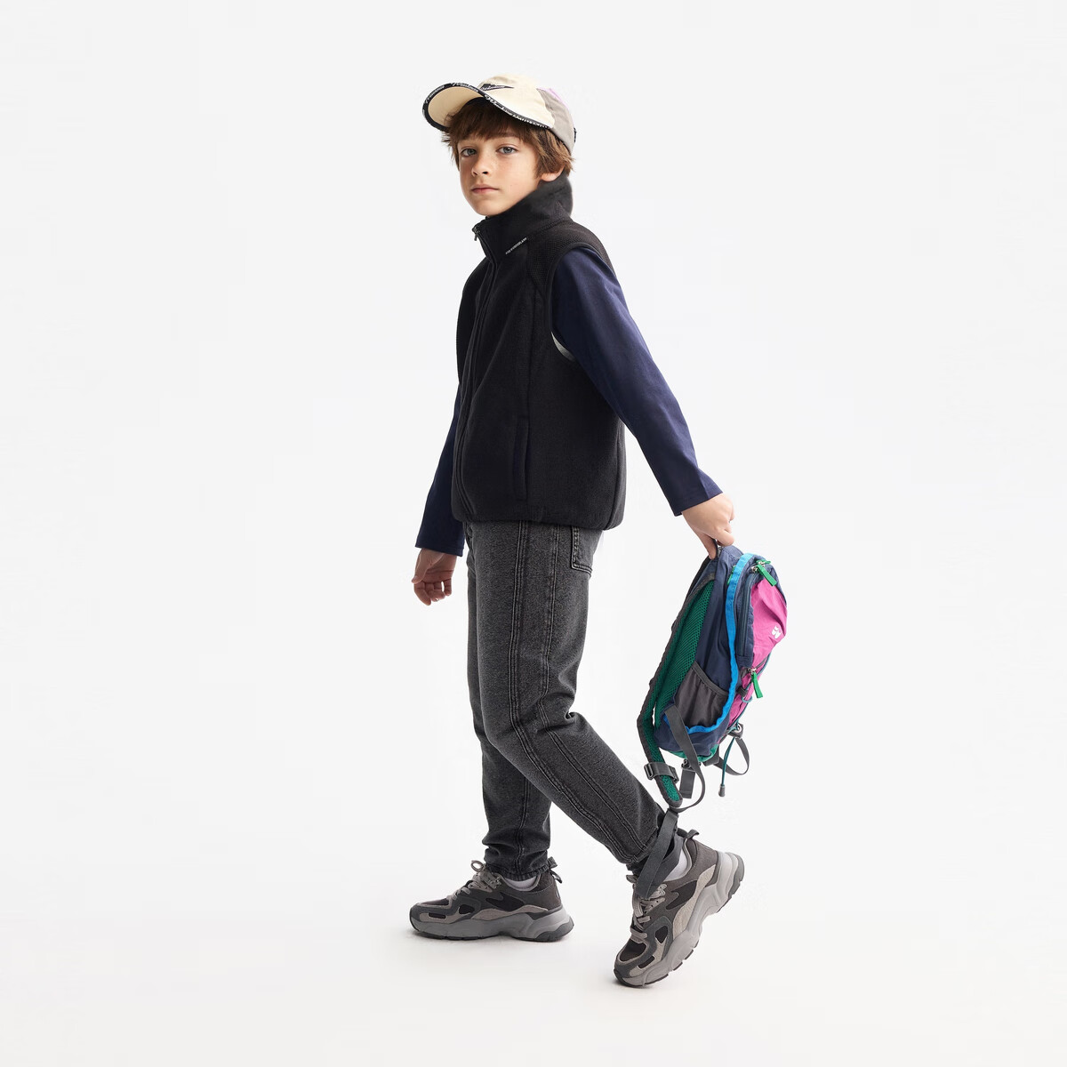 马骑顿（MQD）MQD童装男童直筒牛仔裤秋季新款儿童侧边拼接水洗牛仔长裤 碳黑 140