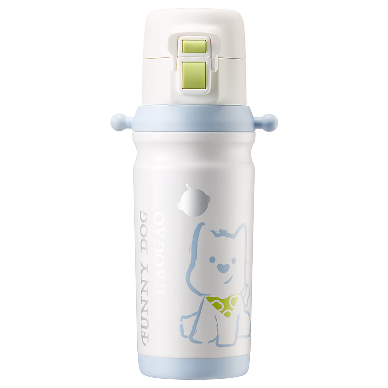 babycare奇趣公仔儿童保温杯婴儿宝宝学饮杯吸管水杯水壶不锈钢-白500ml