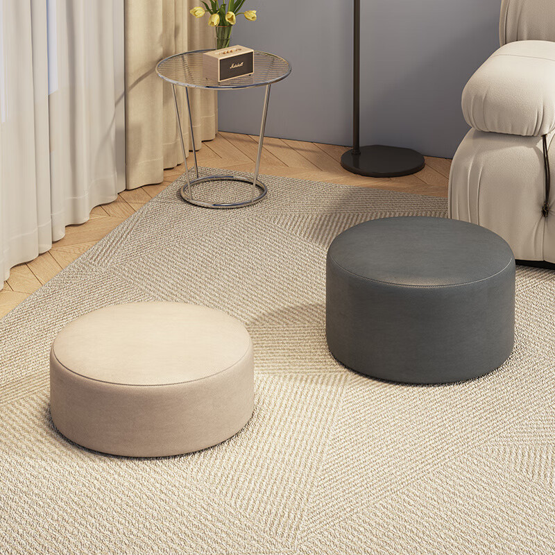 换鞋凳板小凳子超矮家用客厅沙发茶几结实耐用圆凳门口 【免洗科技布-凳高10CM】现货颜色随机