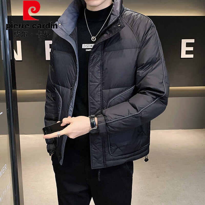 皮尔卡丹（pierre cardin）男士羽绒服2025年新款冬季潮牌帅气防寒保暖加厚立领冬装鸭绒外套 YR228013黑色 【安心绒不跑毛】 XL 【建议125-140斤】