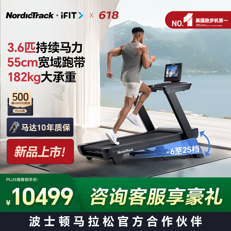 爱康（ICON）NordicTrack美国高端跑步机家庭用爬坡商用宽跑带健身房磐石LE3.6