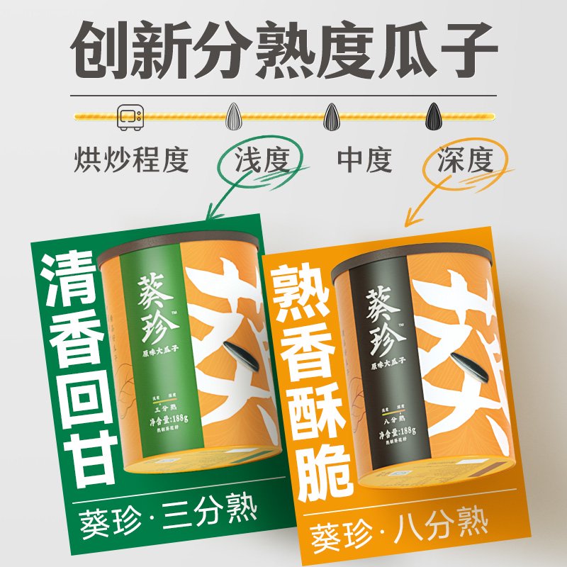 洽洽葵珍原味大瓜子188g罐装葵花籽大颗粒瓜子坚果炒货零食黑金罐 三分熟生香188g*1罐