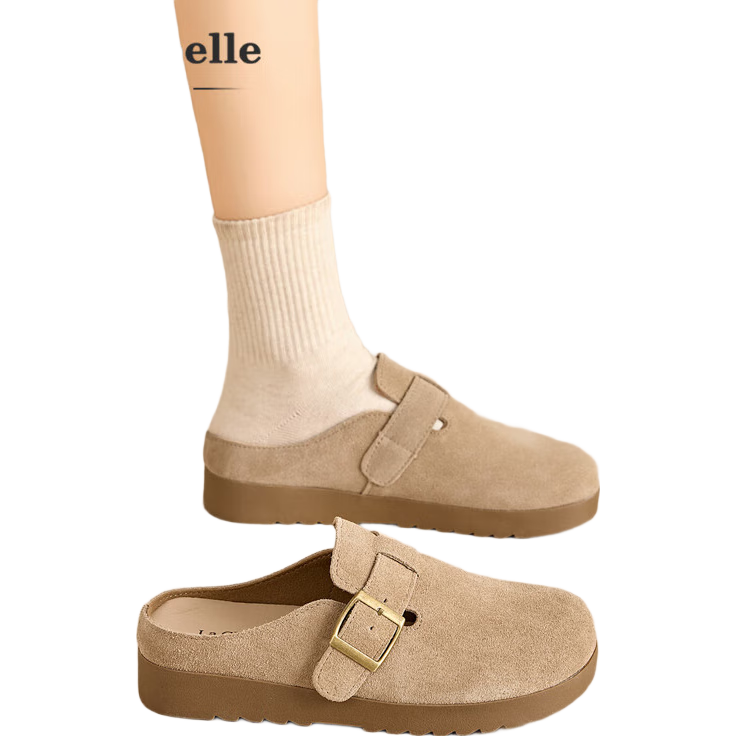 ���ı���ŮЬ����ЬŮ�¿�ٴ��⴩һ�ŵ�����ƽ�װ�ͷЬŮ-SLX133 ɳɫ37