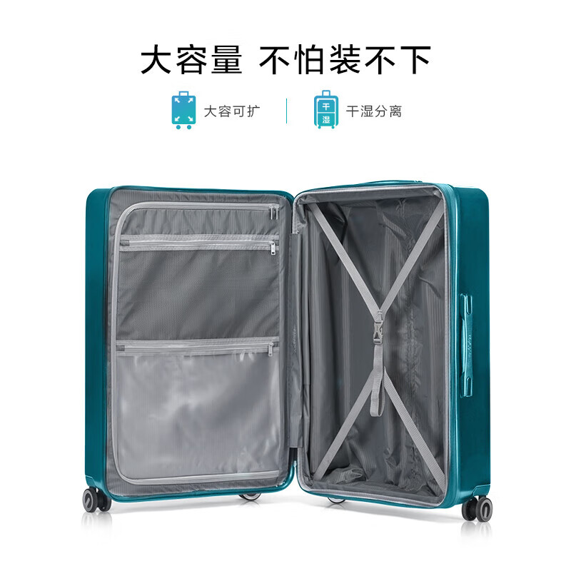 美旅(AMERICAN TOURISTER)拉杆箱商务行李箱20寸旅行箱大容量密码登机箱轻盈抗摔薯条箱79B 松石绿 24英寸 (可托运3-5天出行)