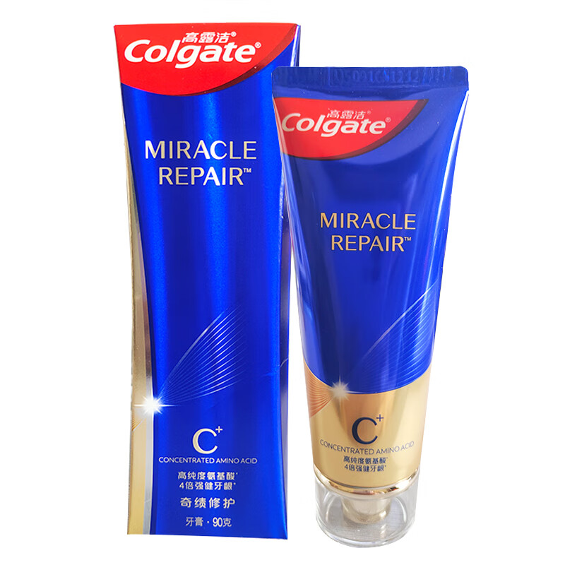 高露洁奇绩修护牙膏 按压式直立管耀白减渍牙膏温和清洁亮白清新 奇绩修护90g*1支 凝香茉莉