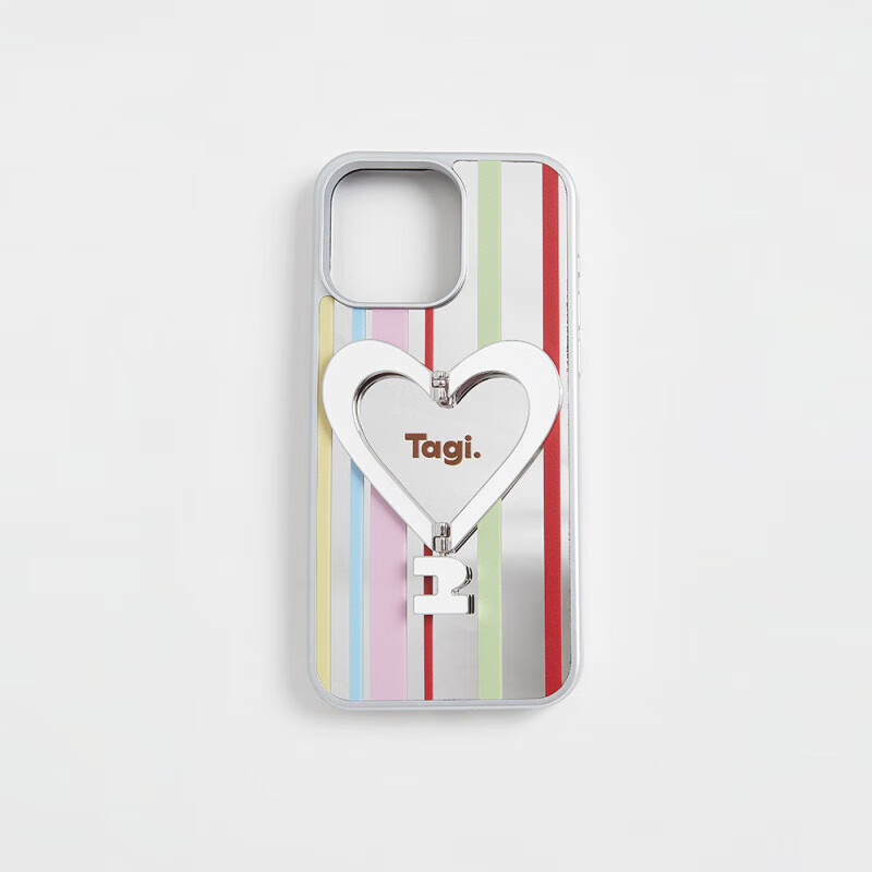 TA《让人开心》金属支架皮质爱心手机壳适用于iPhone15promax/ daily彩条【iphone】 iPhone 16 Pro Max