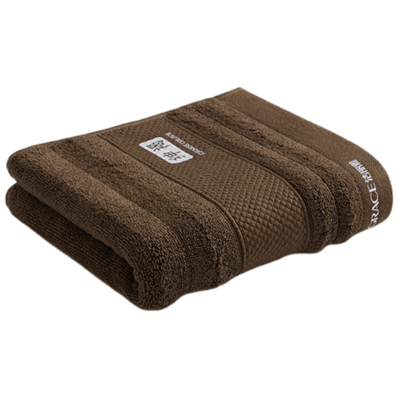 洁丽雅（Grace）国色系列7A抗菌纯棉毛巾弦纹款 男女士加厚全棉少爷毛巾 绅褐色