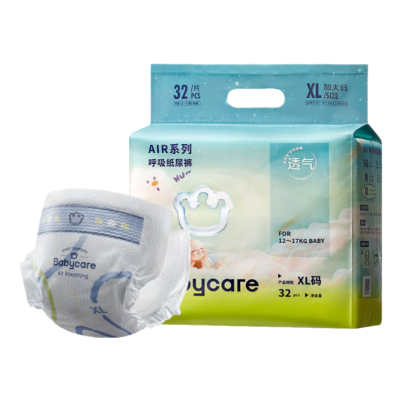 ���ڲ�����babycare[Ʒ������]Air���������ճ���͸�� bbcֽ��� Ӥ�׶���ʪ ֽ���-XL��32Ƭ ��12-17KG�� 52Ԫ