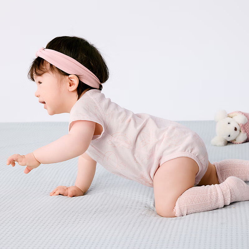 巴拉巴拉新生儿衣服宝宝包屁衣三角衣2025新款两件装全棉夏装舒适 红色调00366 52cm