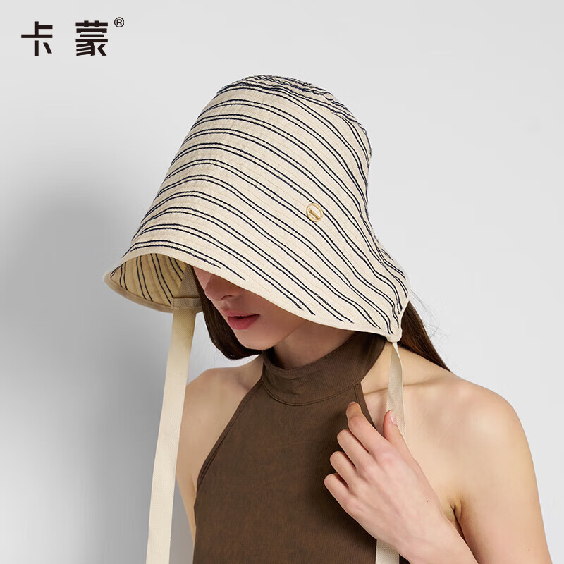 卡蒙(Kenmont)大檐防晒帽女夏季大头围全脸遮阳帽防紫外线轻量钟型帽显脸小6214 黑色 均码(55cm-60cm)