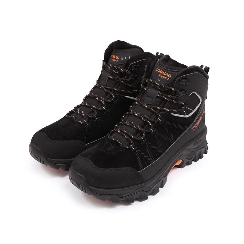 探路者（TOREAD）登山鞋女2024春秋新款户外运动轻量防滑耐磨中帮徒步鞋男 黑色-男 加绒 45
