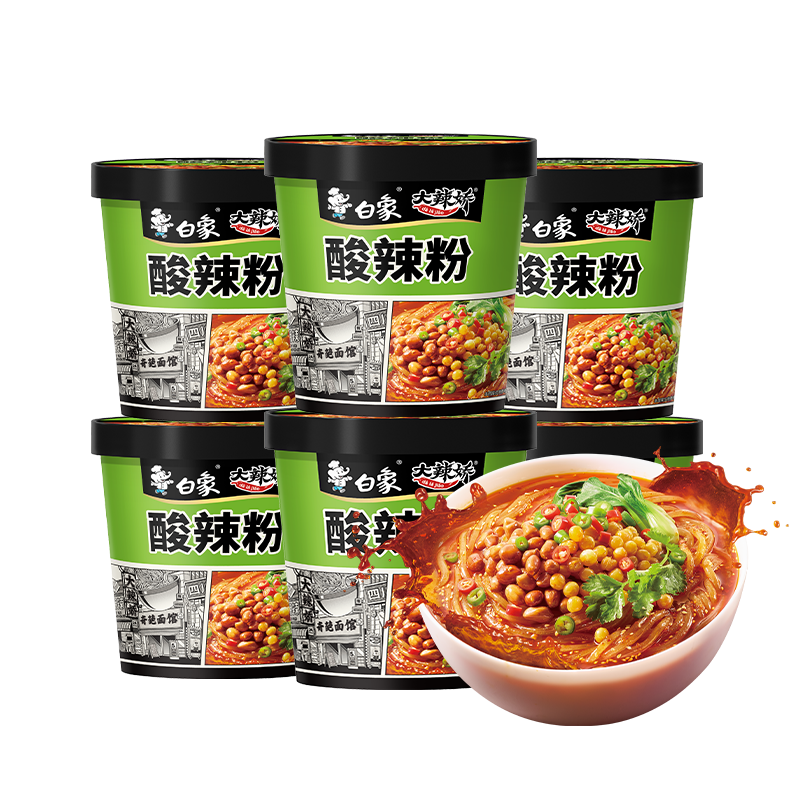 白象酸辣粉 大辣娇骨汤酸辣粉 方便米粉米线粉丝108g*6桶整箱装