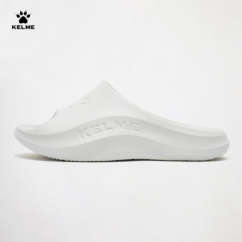 卡尔美（KELME）拖鞋男户外健身运动拖鞋沙滩厚底情侣时尚凉拖 白色 38