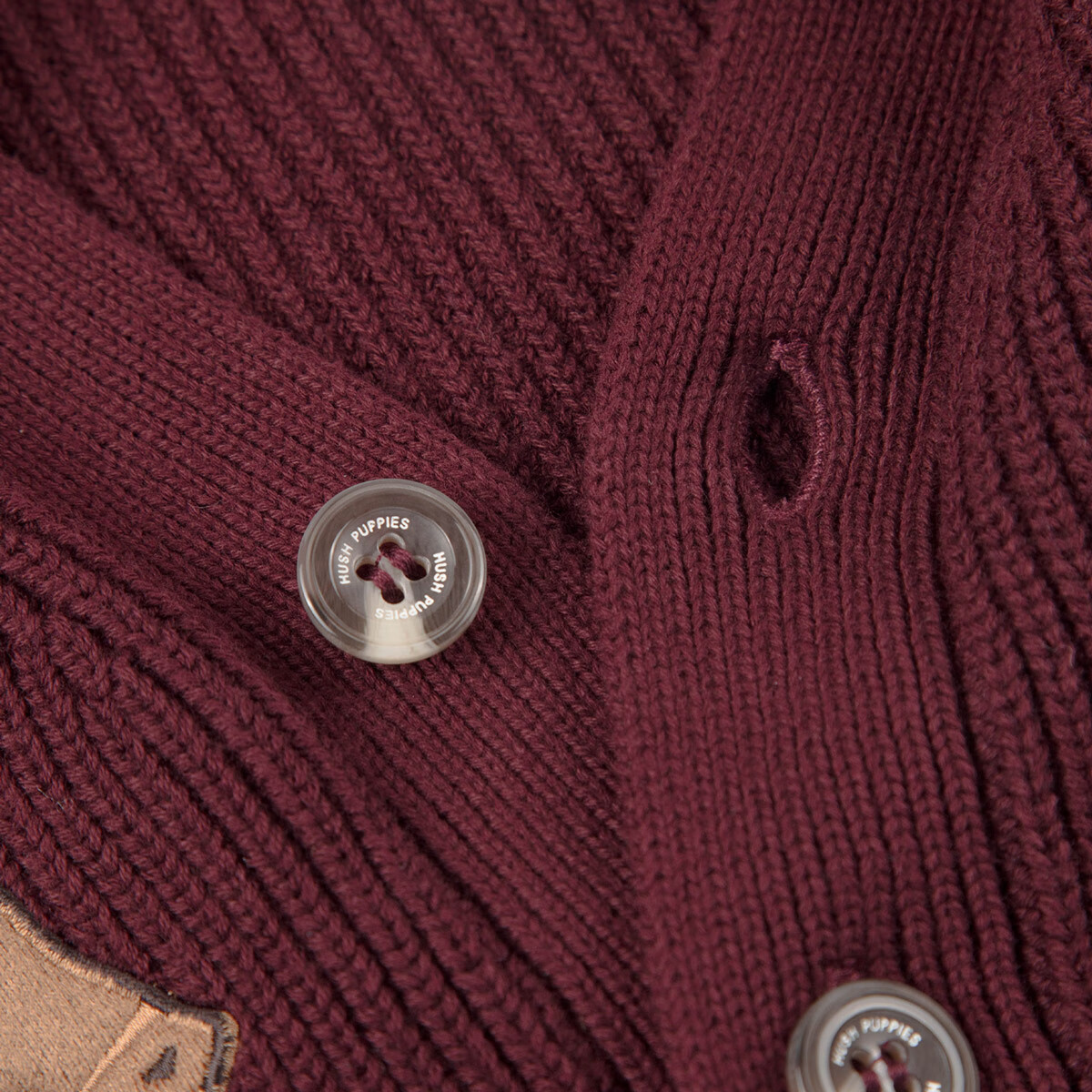 暇步士（Hush Puppies）童装儿童男大童2025秋季新款时尚童趣贴布绣马术系列开身线衣 波尔多红 110 cm