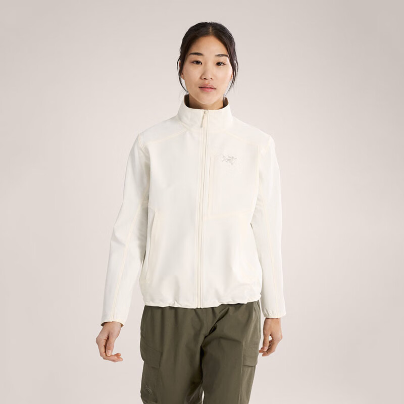 始祖鸟（ARC'TERYX）女子户外夹克软壳衣 Gamma Jacket 轻量防风立领透气舒适外套 极地白/Arctic Silk XXS