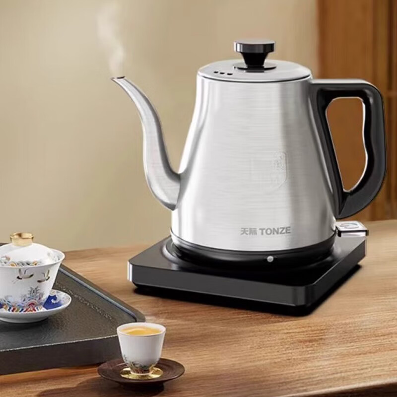 天际烧水壶长嘴电热水壶304不锈钢食品级家用全自动热水壶小型泡茶 1L 型号DSH-10SJ01 1000W  新款 0.8/1升1000W  1.5升1350W