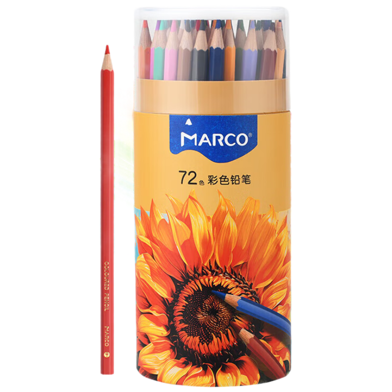 馬可（MARCO）油性可擦彩色鉛筆72支裝學(xué)生兒童男孩女孩入門繪畫涂色畫筆畫具畫材美術(shù)生日禮物 速寫 馬克筆繪畫