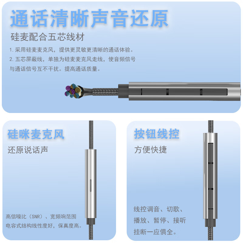YUNSHINES云闪yunwired1入耳式半入耳式同轴双动圈耳机可换线HIFI发烧高性能调音耳塞MMCX针【TYPE-C插口】 金属白