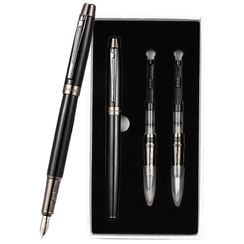 永生永生9306 銥金筆三件套筆盒套裝 男女硬筆書(shū)法練字自營(yíng)鋼筆禮盒套裝 極夜黑