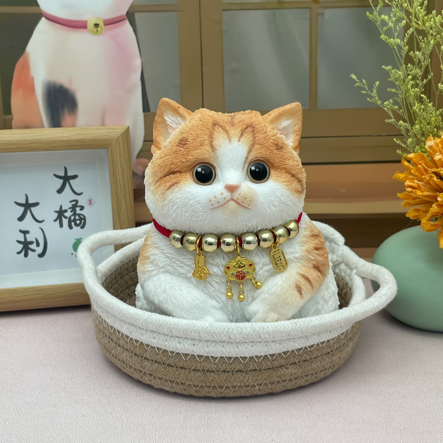 创意仿真小猫玩偶搞怪玩具解压治愈系女生生日礼物摆件猫咪公仔 乖巧小橘猫