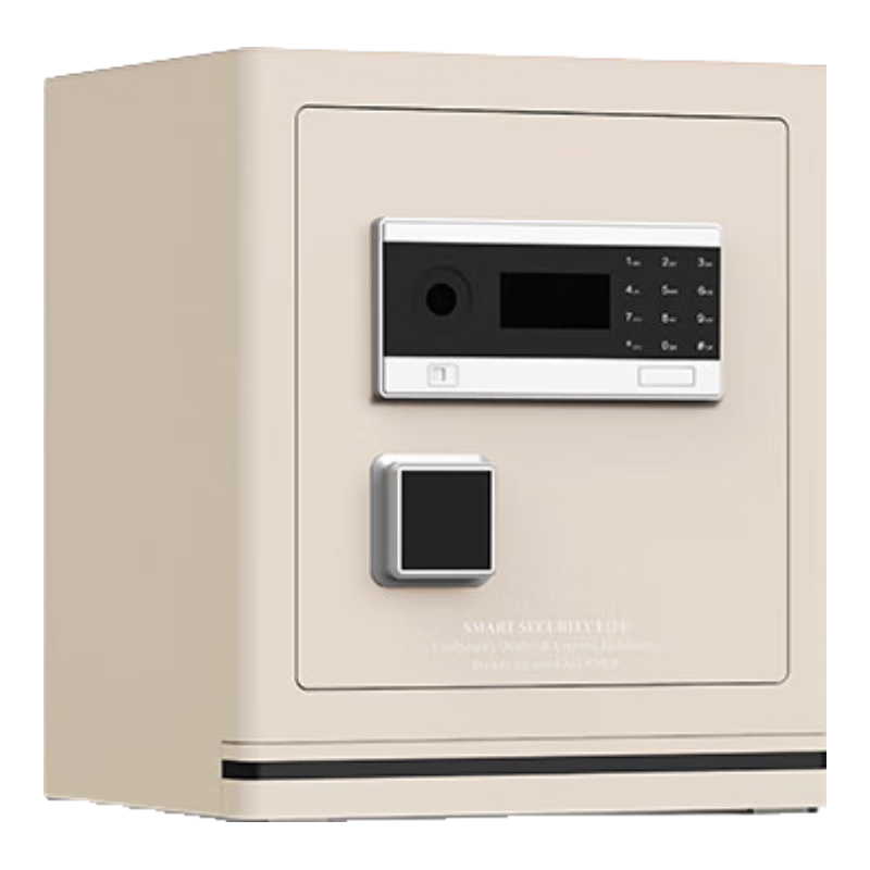 卡嘜(CRMCR)保險柜家用2025新款國標3C認證遠程WIFI首飾收納智能床頭柜保險箱辦公財務專用防盜防搬走全鋼夾萬 45高奶酪白【標準款】【指紋+防窺密碼+鑰匙】