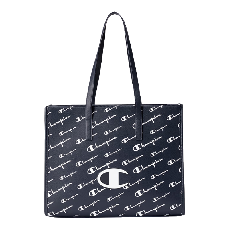 Champion冠军托特包女大容量休闲单肩包满印老花时尚通勤手提包潮牌男 藏青蓝 均码