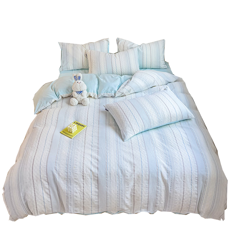 无印良品全棉床上四件套 A类纯棉轻奢抑菌床上用品被套200*230cm 1.5/1.8米床单 259元