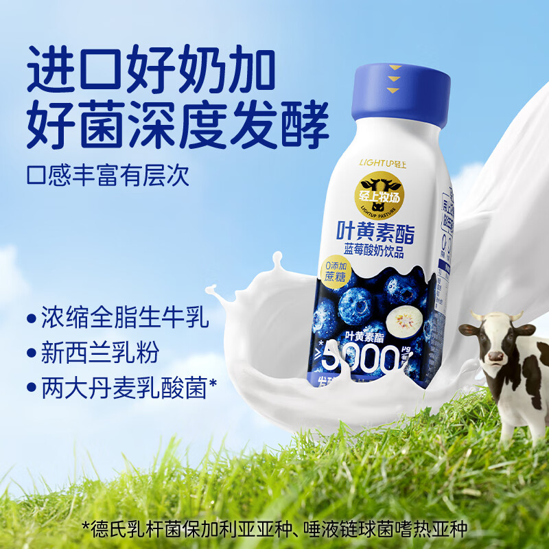 轻上牛油果奶昔香蕉火龙果 蓝莓草莓核桃小奶学生儿童茉莉雪芽奶茶 叶黄素酯蓝莓酸奶220ml*10瓶