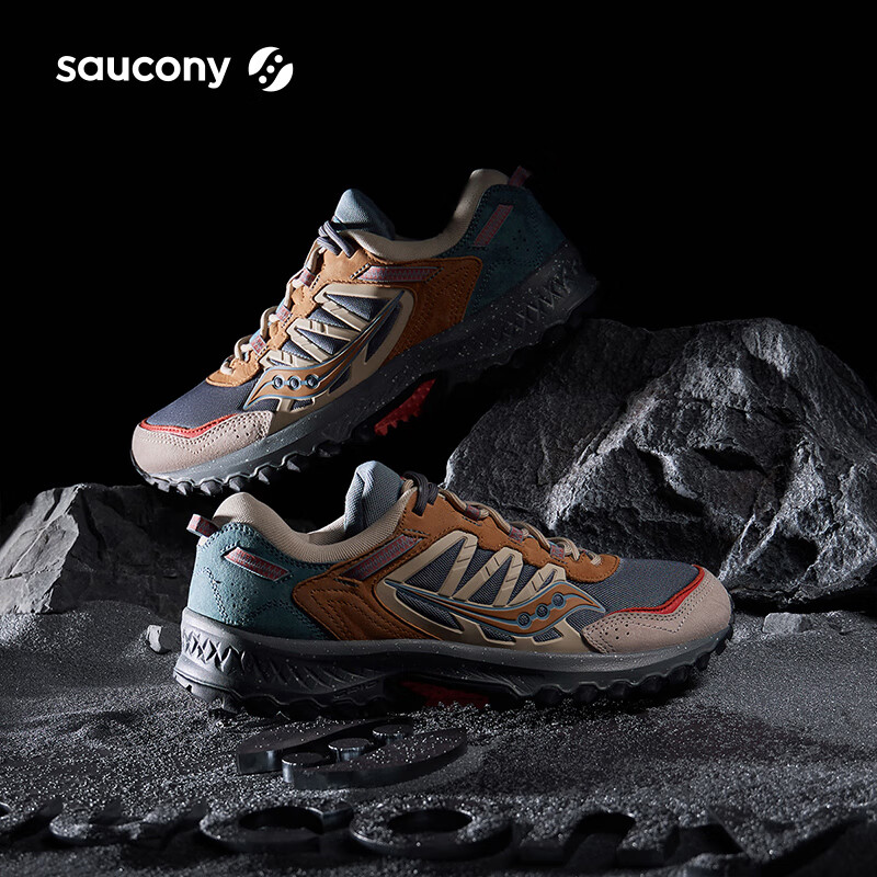 Saucony索康尼GRID PEAK越野登山鞋防滑耐磨户外男女复古休闲鞋 木炭灰/黏土色 42.5