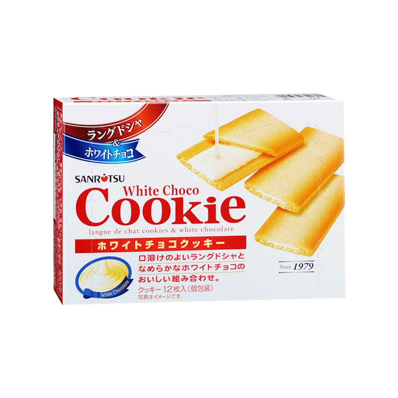 三立（Sanritsu）白巧克力味夹心饼干12枚日本原装进口休闲零食白色恋人平替